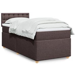 VidaXL Boxspring met matras stof donkerbruin 90x190 cm