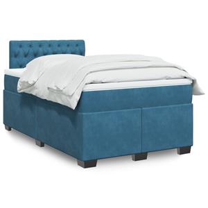 VidaXL Boxspring met matras fluweel blauw 120x200 cm