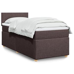 VidaXL Boxspring met matras stof donkerbruin 90x190 cm