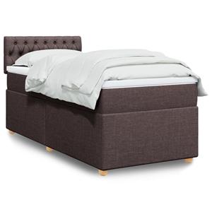 VidaXL Boxspring met matras stof donkerbruin 90x190 cm