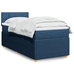 VidaXL Boxspring met matras stof blauw 90x190 cm