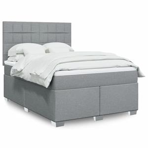 VidaXL Boxspring met matras stof lichtgrijs 140x190 cm