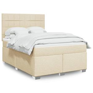 VidaXL Boxspring met matras stof crèmekleurig 140x190 cm