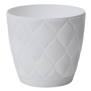 Form Plastic Plantenpot/bloempot New Age - kunststof - ivoor wit - D27 x H24 cm - met schotel -