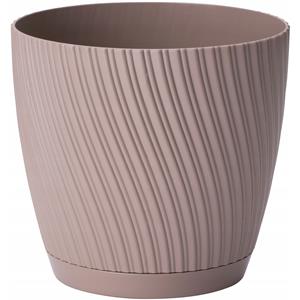 Form Plastic Plantenpot/bloempot Waves - kunststof - beige - D27 x H24 cm -