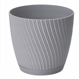 Form Plastic Plantenpot/bloempot Waves - kunststof - platina grijs - D27 x H24 cm -