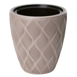 Form Plastic Plantenpot/bloempot Flow - kunststof - beige - D30 x H32 cm - met binnenpot -