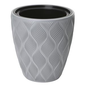 Form Plastic Plantenpot/bloempot Flow - kunststof - platina grijs - D30 x H32 cm - met binnenpot -