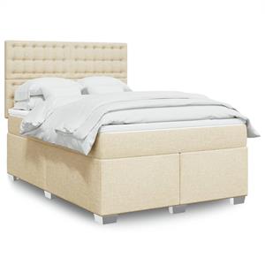 VidaXL Boxspring met matras stof crèmekleurig 140x190 cm