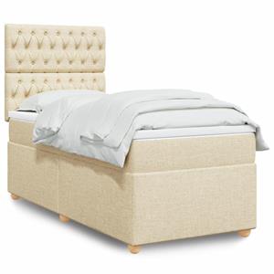 VidaXL Boxspring met matras stof crèmekleurig 90x190 cm