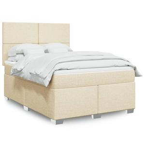 VidaXL Boxspring met matras stof crèmekleurig 140x190 cm