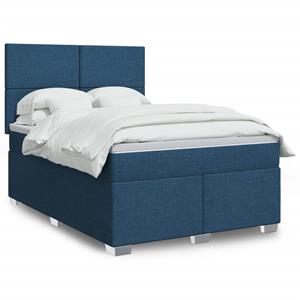 VidaXL Boxspring met matras stof blauw 140x190 cm