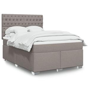 VidaXL Boxspring met matras stof taupe 140x190 cm