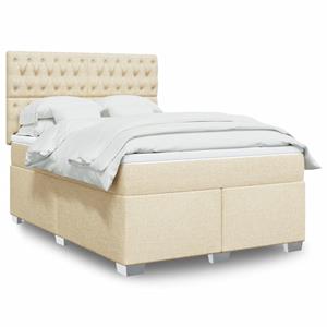 VidaXL Boxspring met matras stof crèmekleurig 140x190 cm