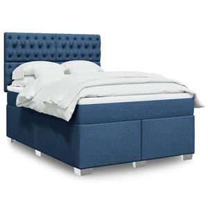 VidaXL Boxspring met matras stof blauw 140x190 cm