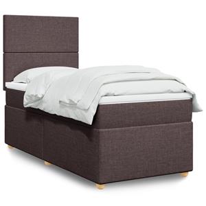 VidaXL Boxspring met matras stof donkerbruin 90x190 cm