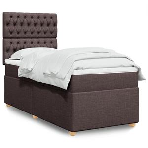 VidaXL Boxspring met matras stof donkerbruin 90x190 cm