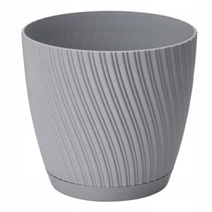 Form Plastic Plantenpot/bloempot Waves - kunststof - platina grijs - D13 x H12 cm -