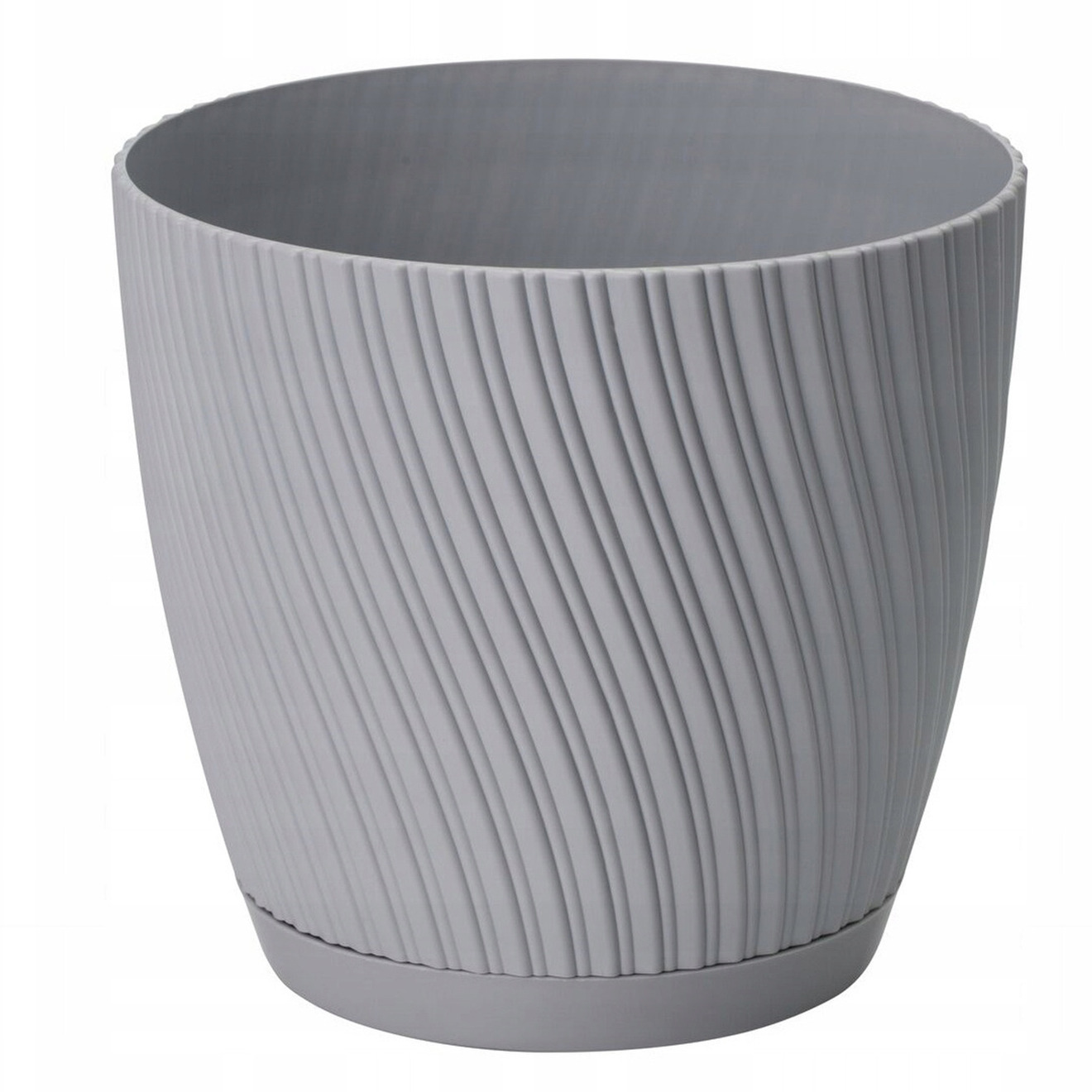 Form Plastic Plantenpot/bloempot Waves - kunststof - platina grijs - D17 x H15 cm -