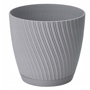 Form Plastic Plantenpot/bloempot Waves - kunststof - platina grijs - D19 x H17 cm -