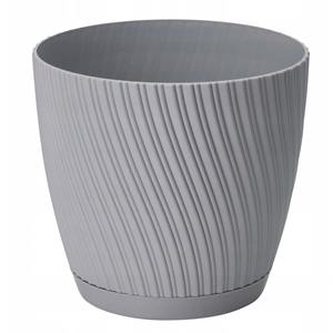 Form Plastic Plantenpot/bloempot Waves - kunststof - platina grijs - D23 x H21 cm -