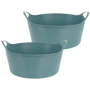 Excellent Houseware Flexibele emmer - 2x - groen - 15 liter - kunststof - x 17 cm -