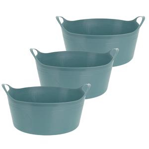 Excellent Houseware Flexibele emmer - 3x - groen - 15 liter - kunststof - x 17 cm -