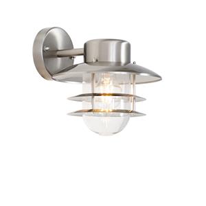 QAZQA Industriële wandlamp staal IP44 - Shell