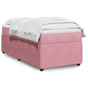 VidaXL Boxspring met matras fluweel roze 100x200 cm