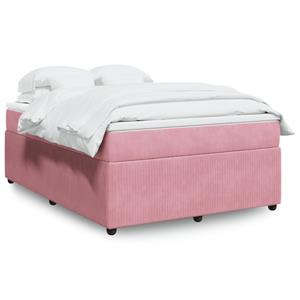 VidaXL Boxspring met matras fluweel roze 160x200 cm