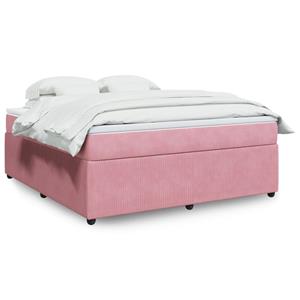 VidaXL Boxspring met matras fluweel roze 180x200 cm