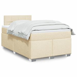 VidaXL Boxspring met matras stof crèmekleurig 120x190 cm