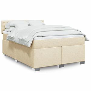 VidaXL Boxspring met matras stof crèmekleurig 140x200 cm