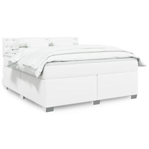 VidaXL Boxspring met matras kunstleer wit 180x200 cm