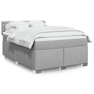 VidaXL Boxspring met matras stof lichtgrijs 160x200 cm