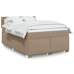 VidaXL Boxspring met matras kunstleer cappuccinokleurig 140x190 cm