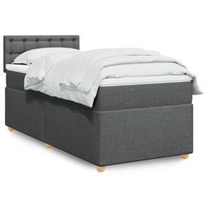 VidaXL Boxspring met matras stof donkergrijs 100x200 cm