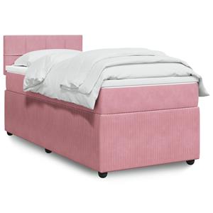 VidaXL Boxspring met matras fluweel roze 100x200 cm