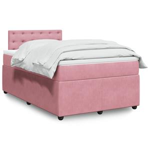 VidaXL Boxspring met matras fluweel roze 120x200 cm