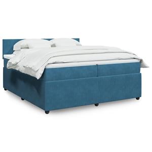 VidaXL Boxspring met matras fluweel blauw 200x200 cm