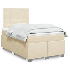 VidaXL Boxspring met matras stof crèmekleurig 120x190 cm