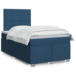 VidaXL Boxspring met matras stof blauw 120x200 cm