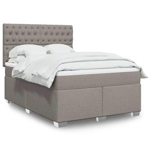 VidaXL Boxspring met matras stof taupe 160x200 cm