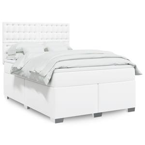 VidaXL Boxspring met matras kunstleer wit 140x190 cm