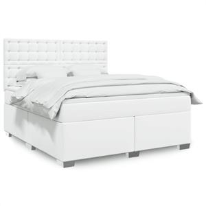 VidaXL Boxspring met matras kunstleer wit 180x200 cm