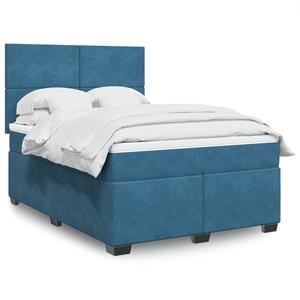 VidaXL Boxspring met matras fluweel blauw 140x200 cm