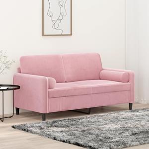 VidaXL Tweezitsbank met sierkussens 140 cm fluweel roze