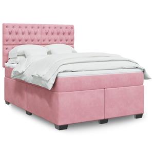 VidaXL Boxspring met matras fluweel roze 160x200 cm