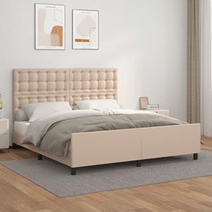 VidaXL Bedframe met hoofdbord kunstleer cappuccinokleurig 180x200 cm