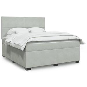 VidaXL Boxspring met matras fluweel lichtgrijs 180x200 cm